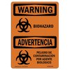 Signmission OSHA Warning Sign, 7" H, 10" W, Rigid Plastic, Biohazard Bilingual, Landscape, WS-P-L-12492 OS-WS-P-710-L-12492